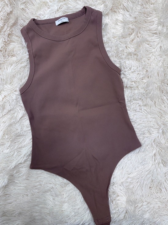 Babaton Tops - Babaton Ribbed Sleeveless Bodysuit — Brown, Women’s XL